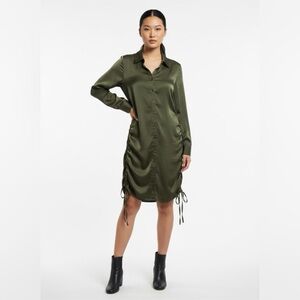 Steve Madden Green Satin Long Sleeve Dress